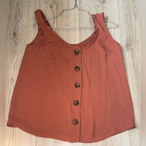 Daytrip Orange brown Sleeveless Buttoned Tank Top shirt